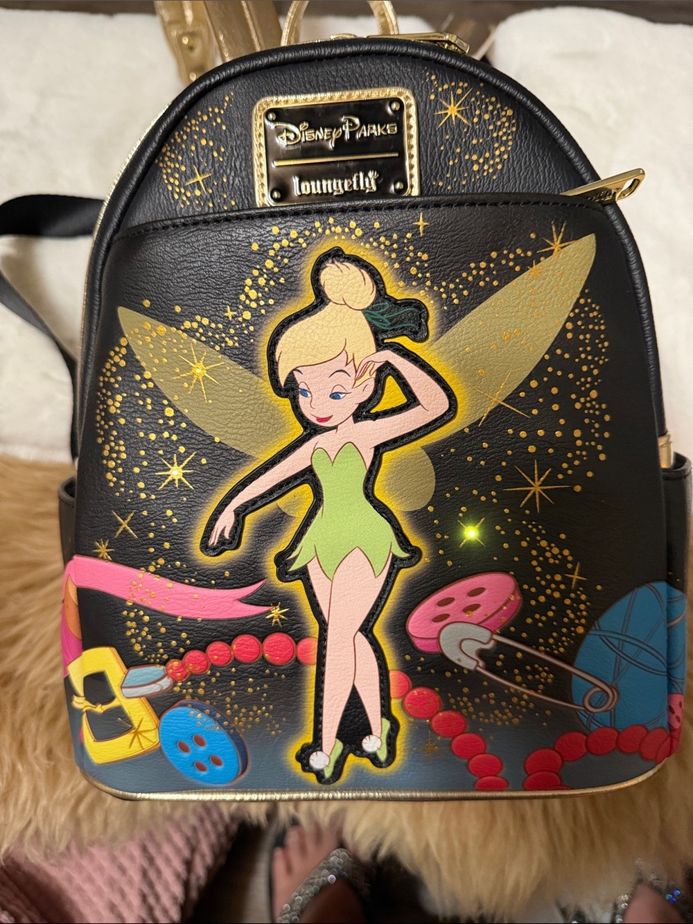 Disney Parks Peter Pan Tinker Bell Light-Up Backpack rare Loungefly New sold out